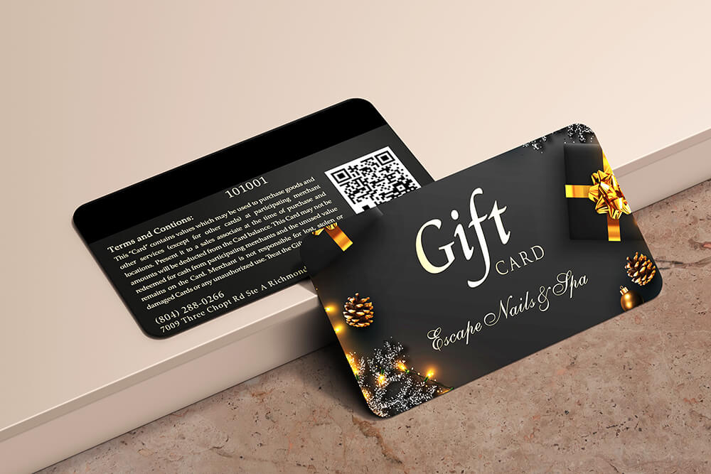 Escape gift holiday gift card design